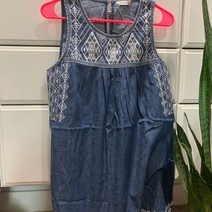 Boutique jean embroidered dress